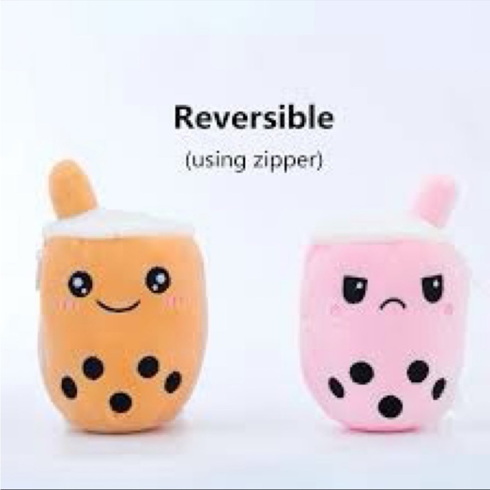 Reversible bubble tea plushie